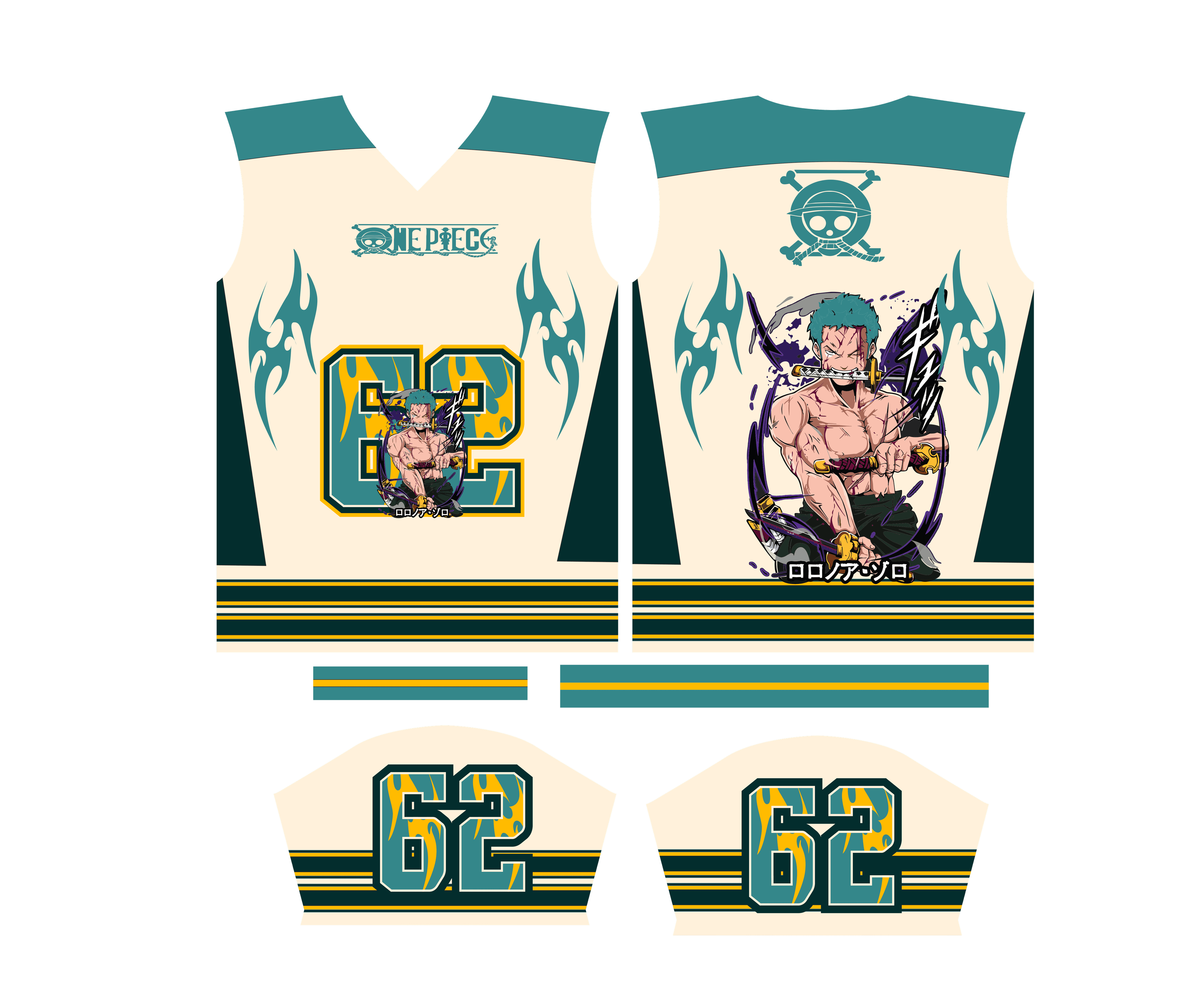 Design Jersey zoro crazy one piece anime editable