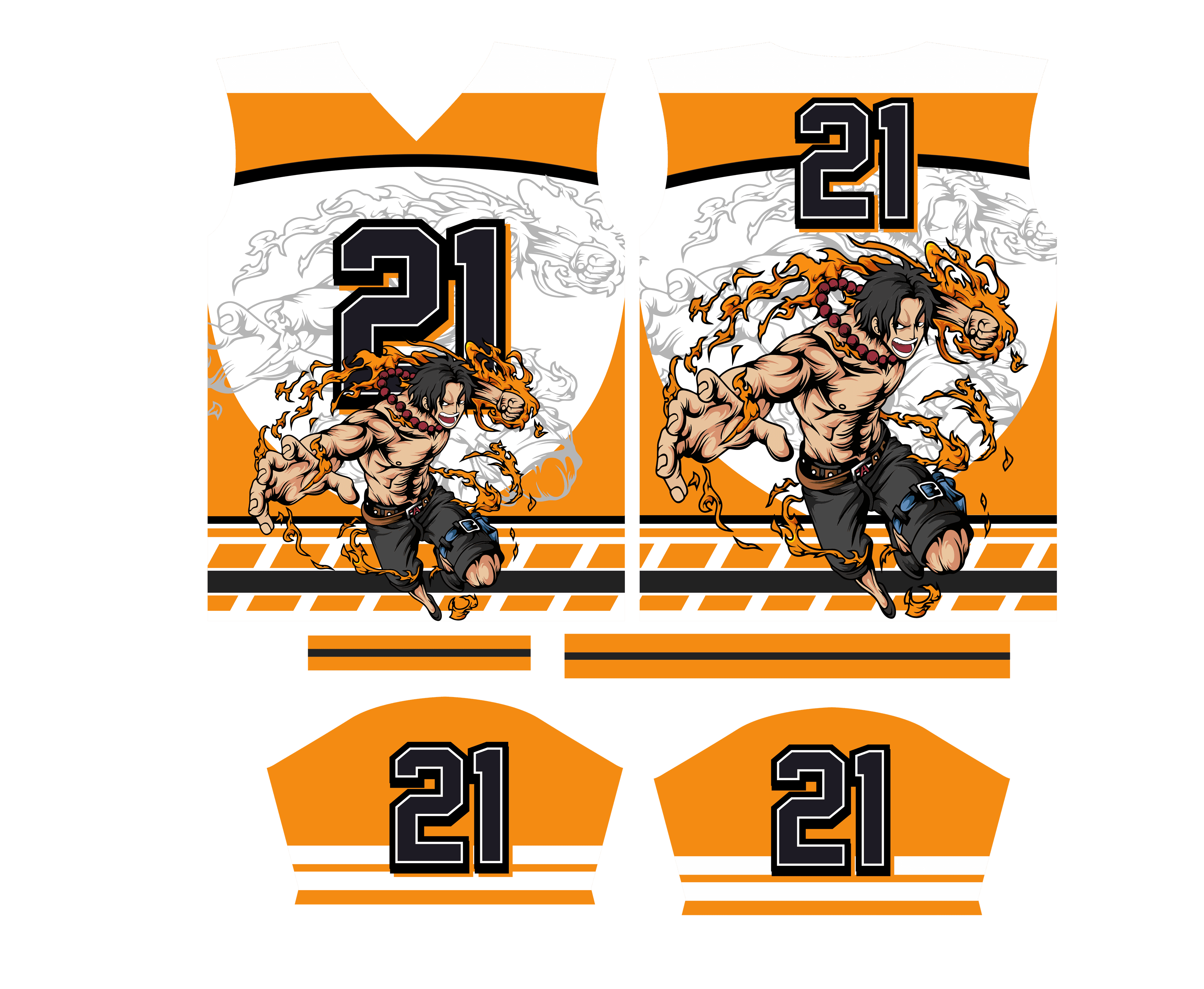 Design Jersey luffy one piece anime fire fist