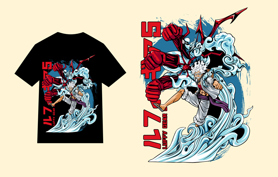design kaos anime editable luffy one piece pdf