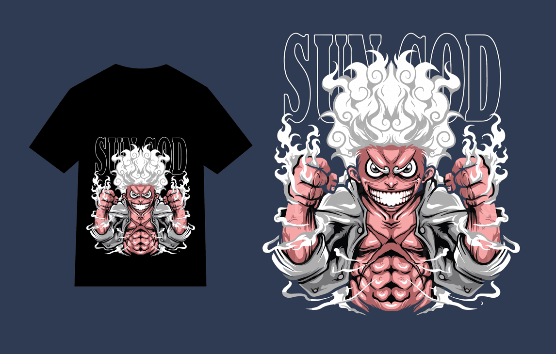 Design kaos luffy 02 gear 5 one piece anime