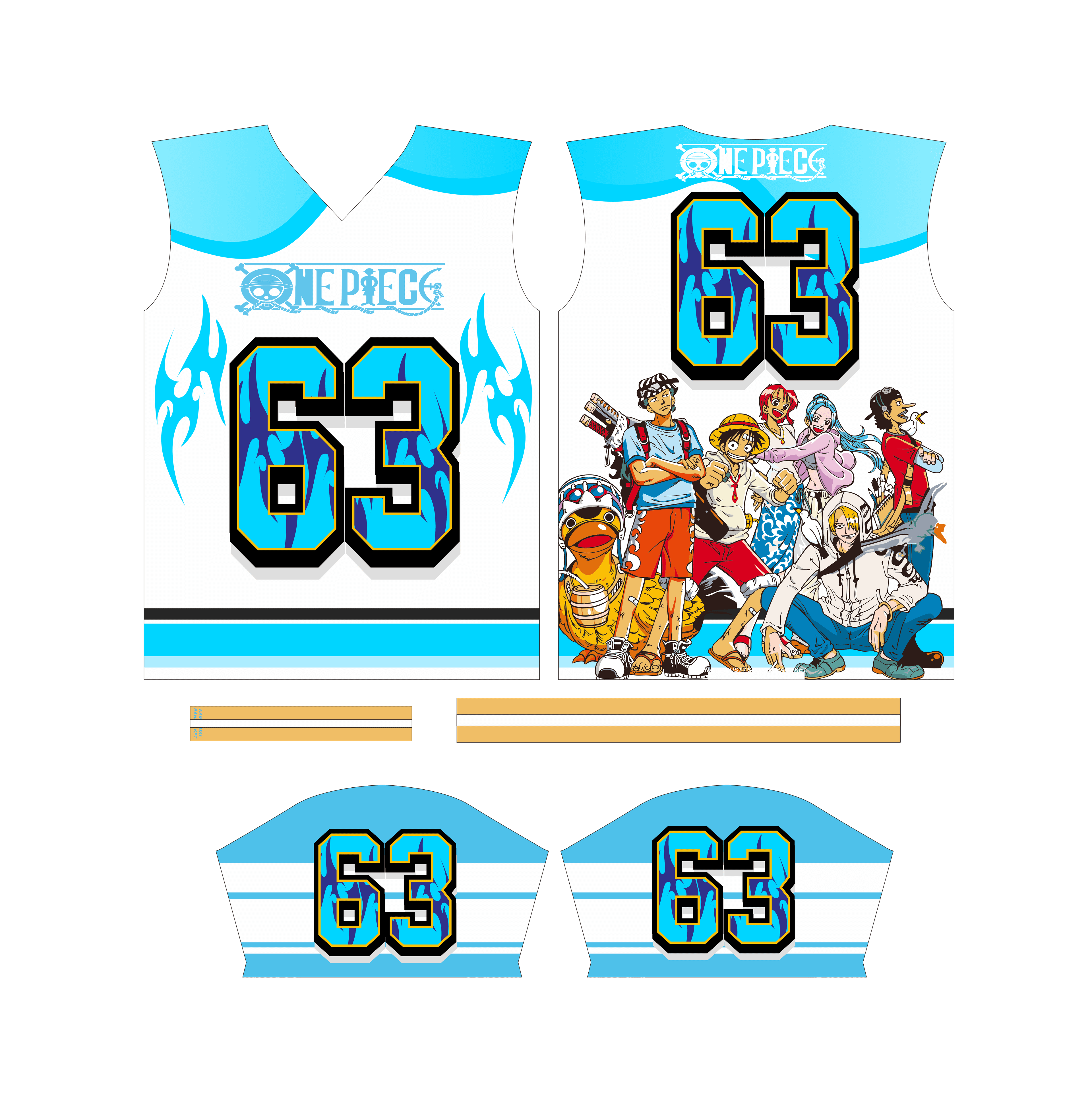 Design Jersey one piece blue ocean  editable