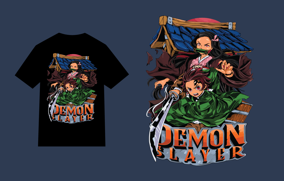 mockup kaos  demon slayer pdf editable vector