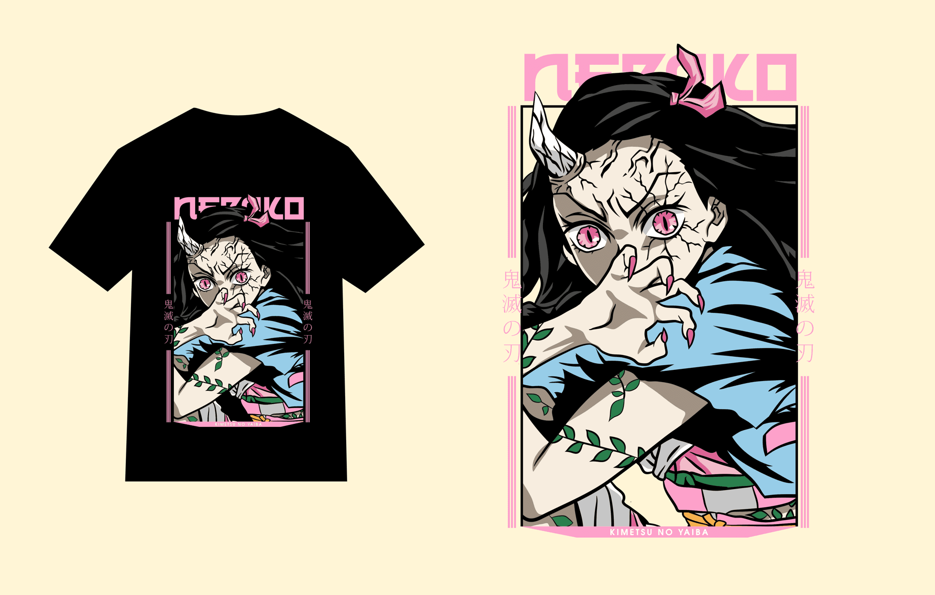 design  kaos demon slayer  nezuko pdf editable vector