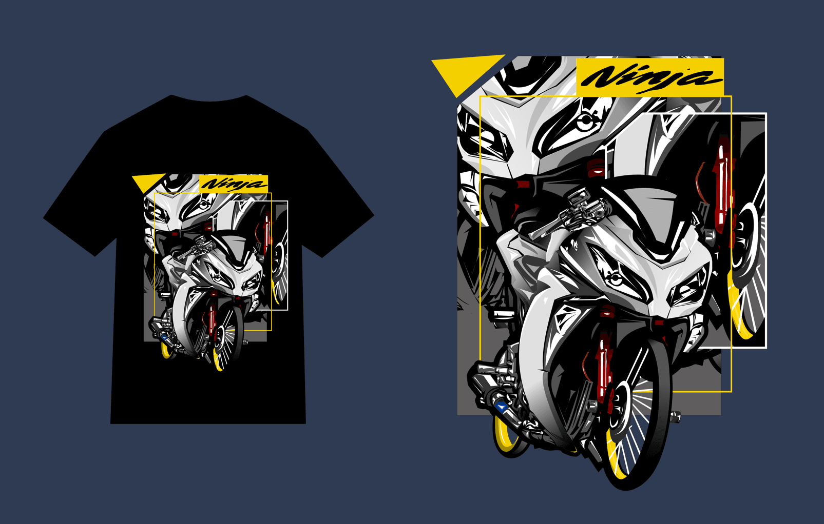 design kaos motor white ninja pdf editable vector