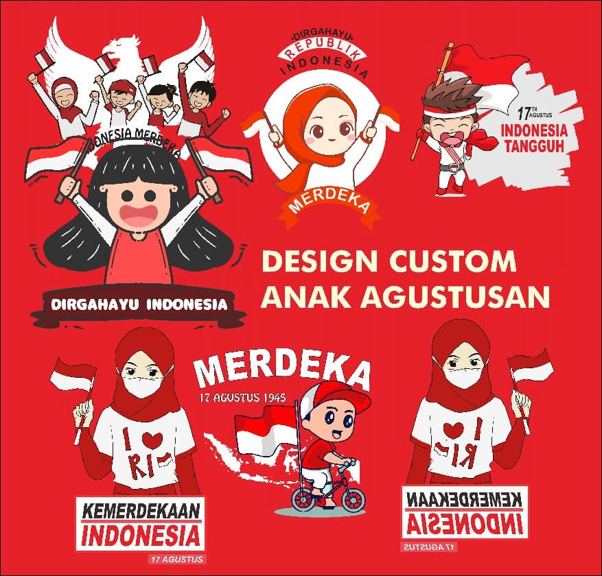 paket gacor design kaos anak kemerdekaan vector cdr eps pdf