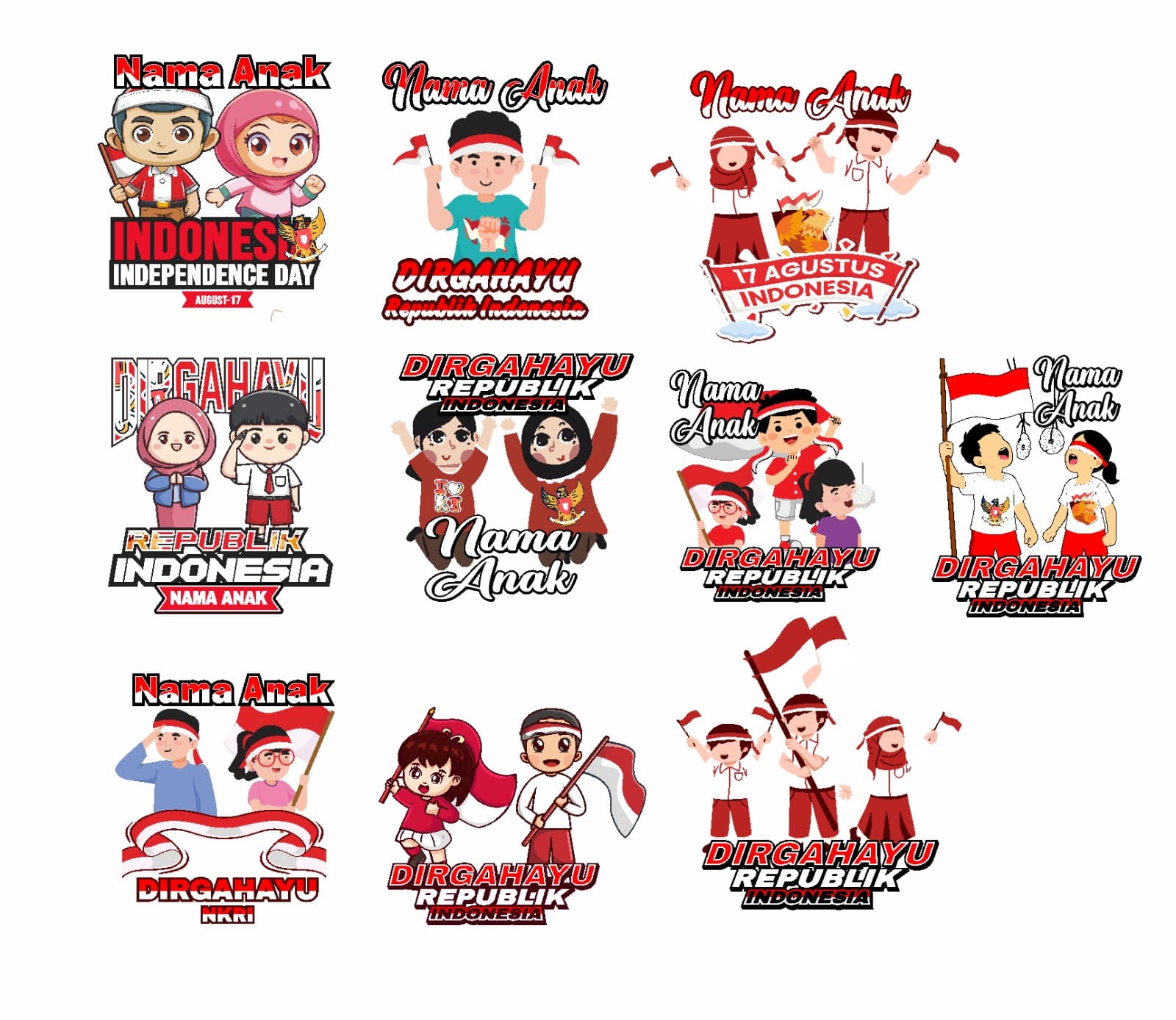 bundle super design kemerdekaa kaos anak editable