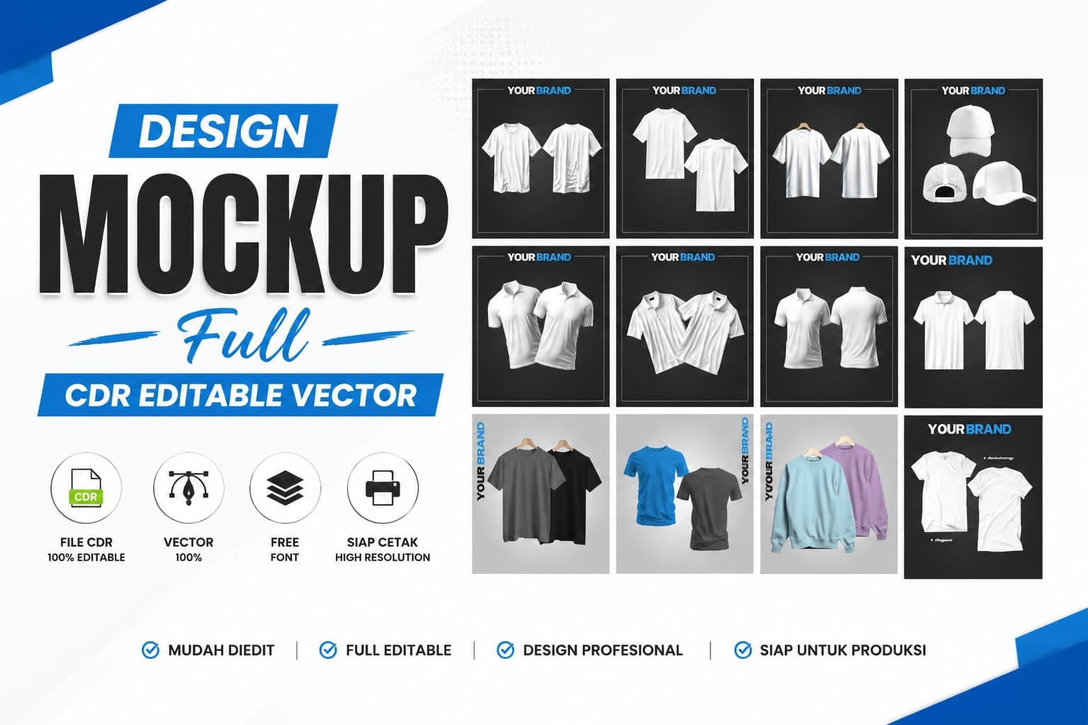 mockup kaos bundle cdr editable vector