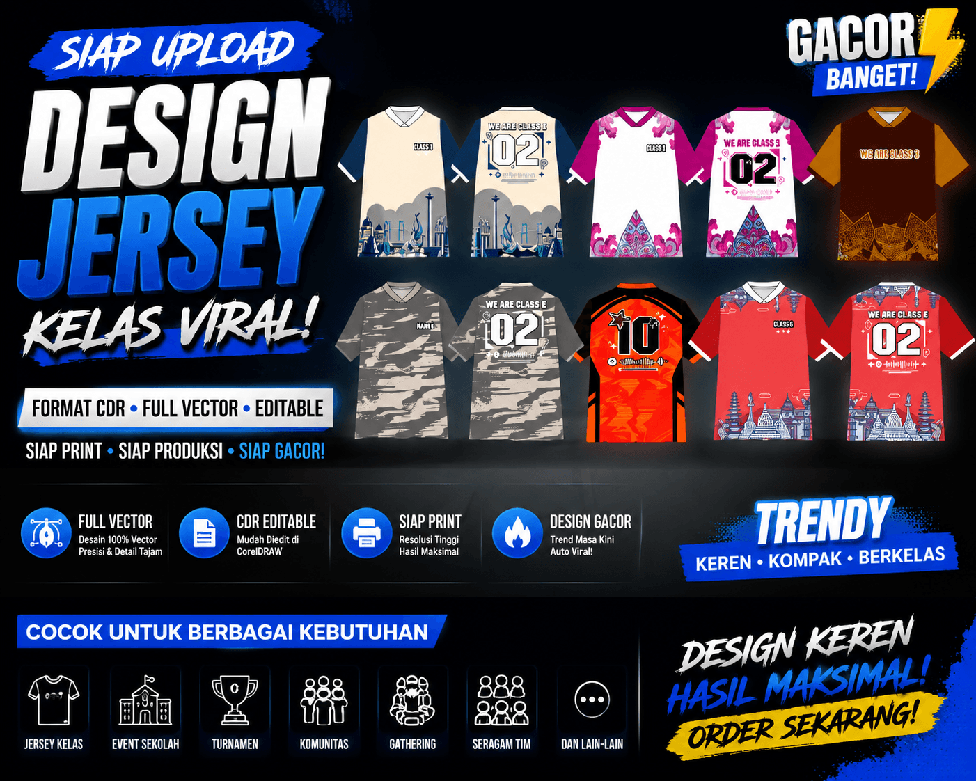 design jersey kelas full vector cdr