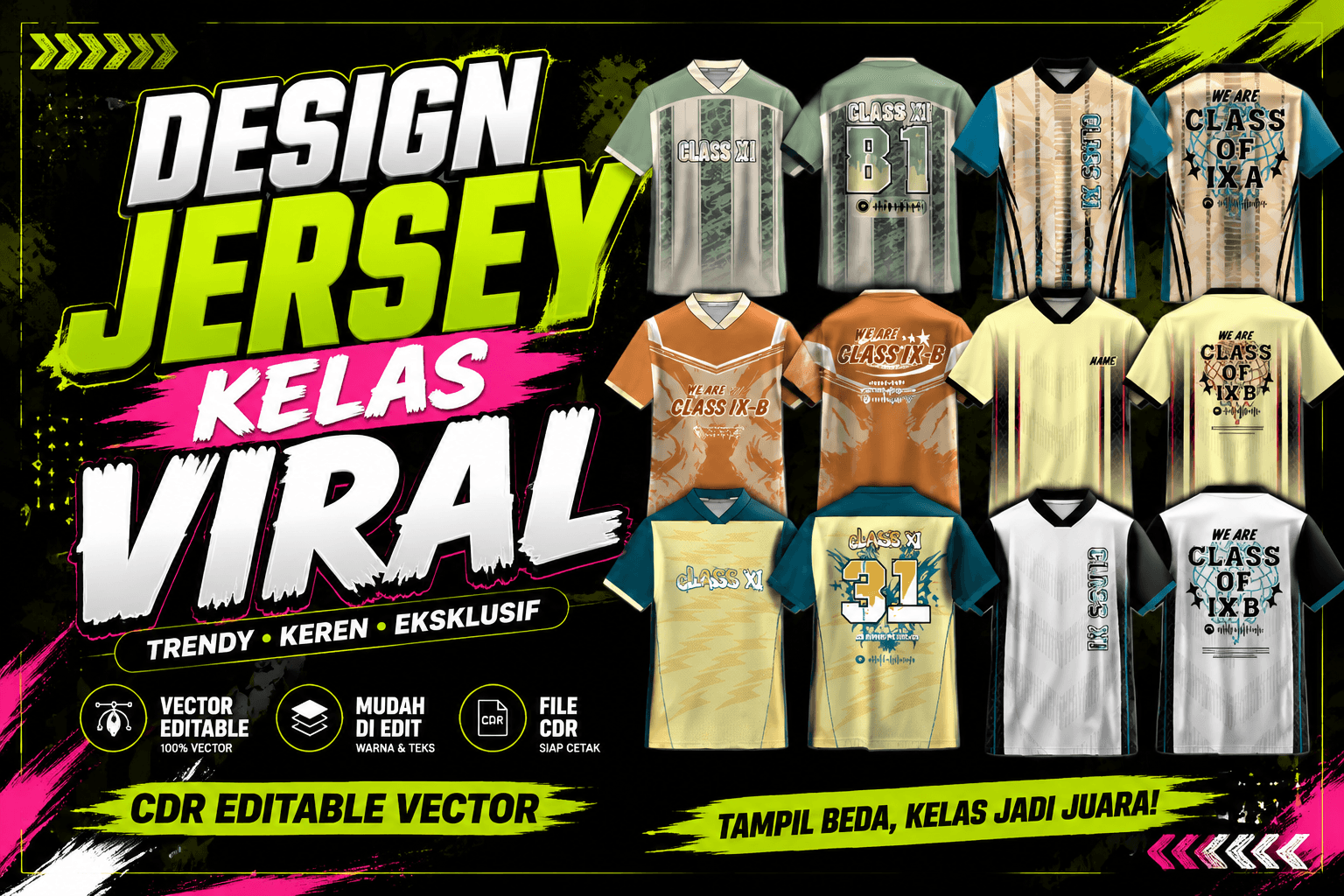 design jersey kelas full vector cdr