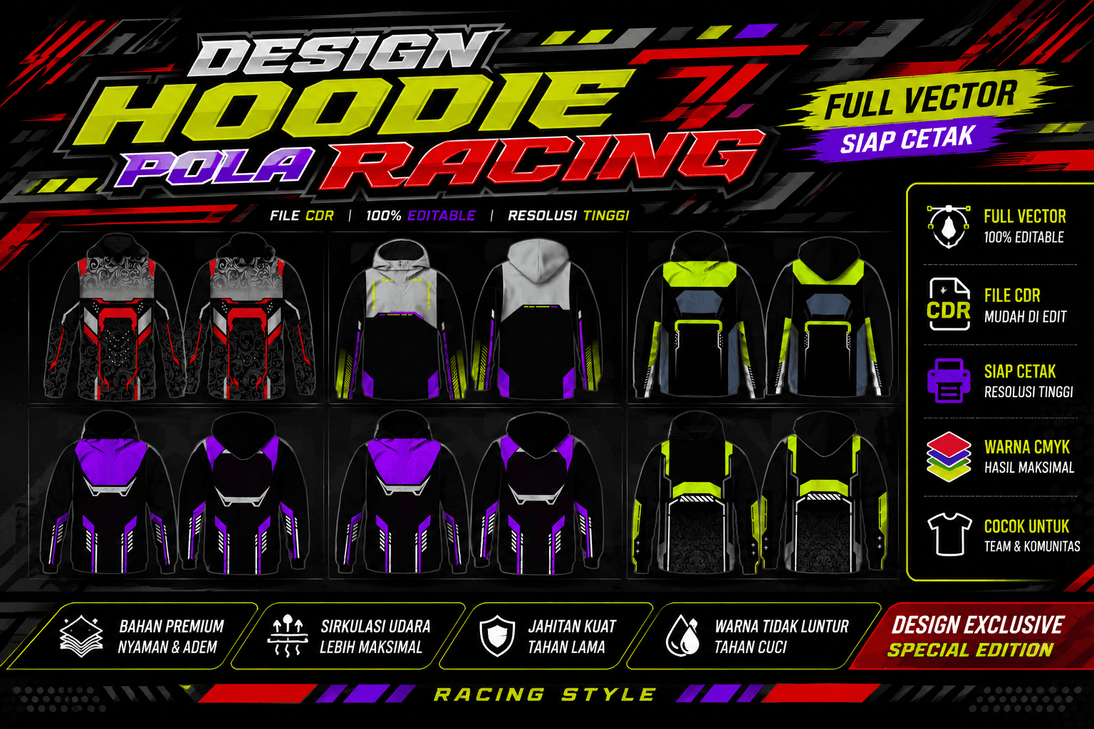design jaket hoodie full printing vector cdr