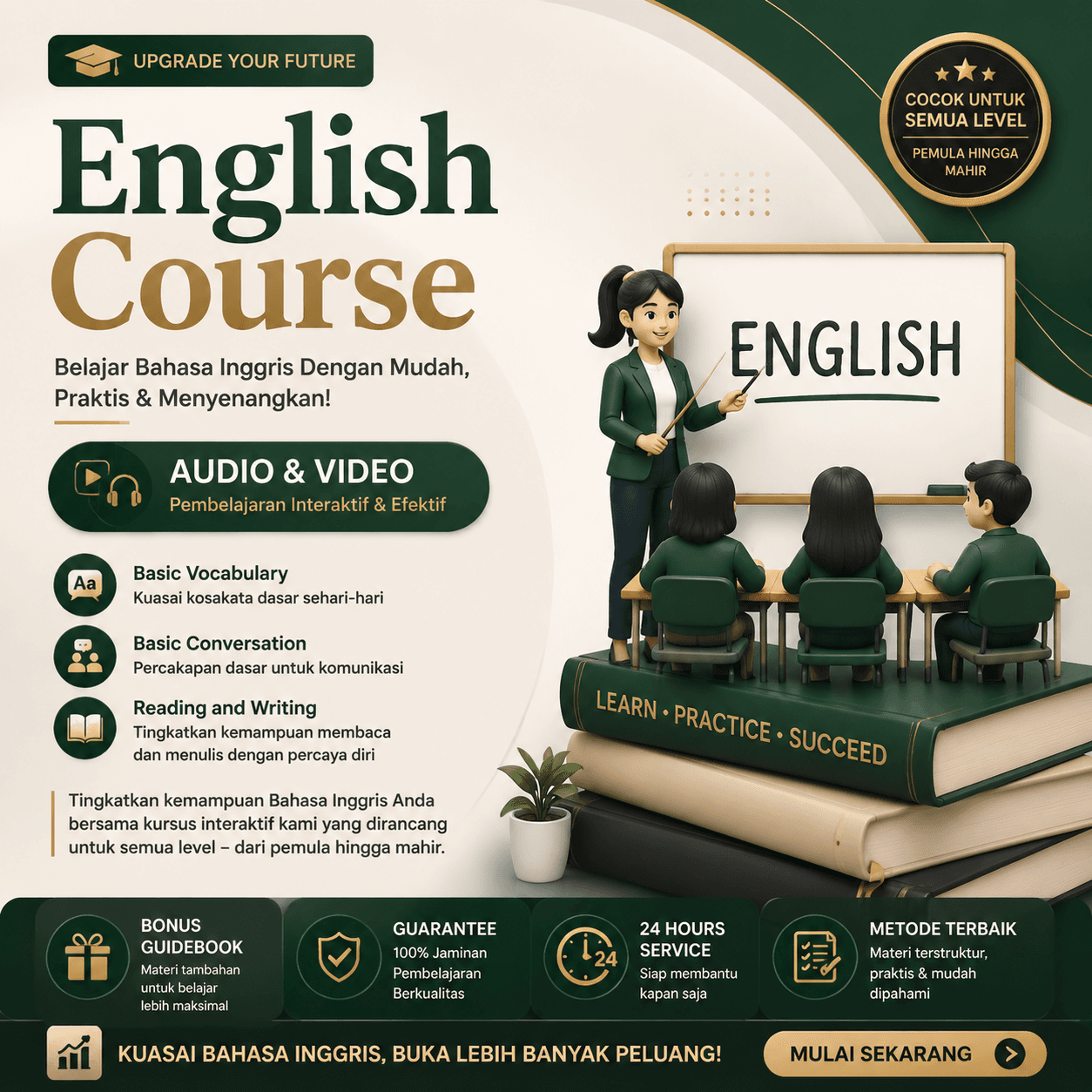 kelas digital menguasai bahasa inggris pemula sampai mahir !!