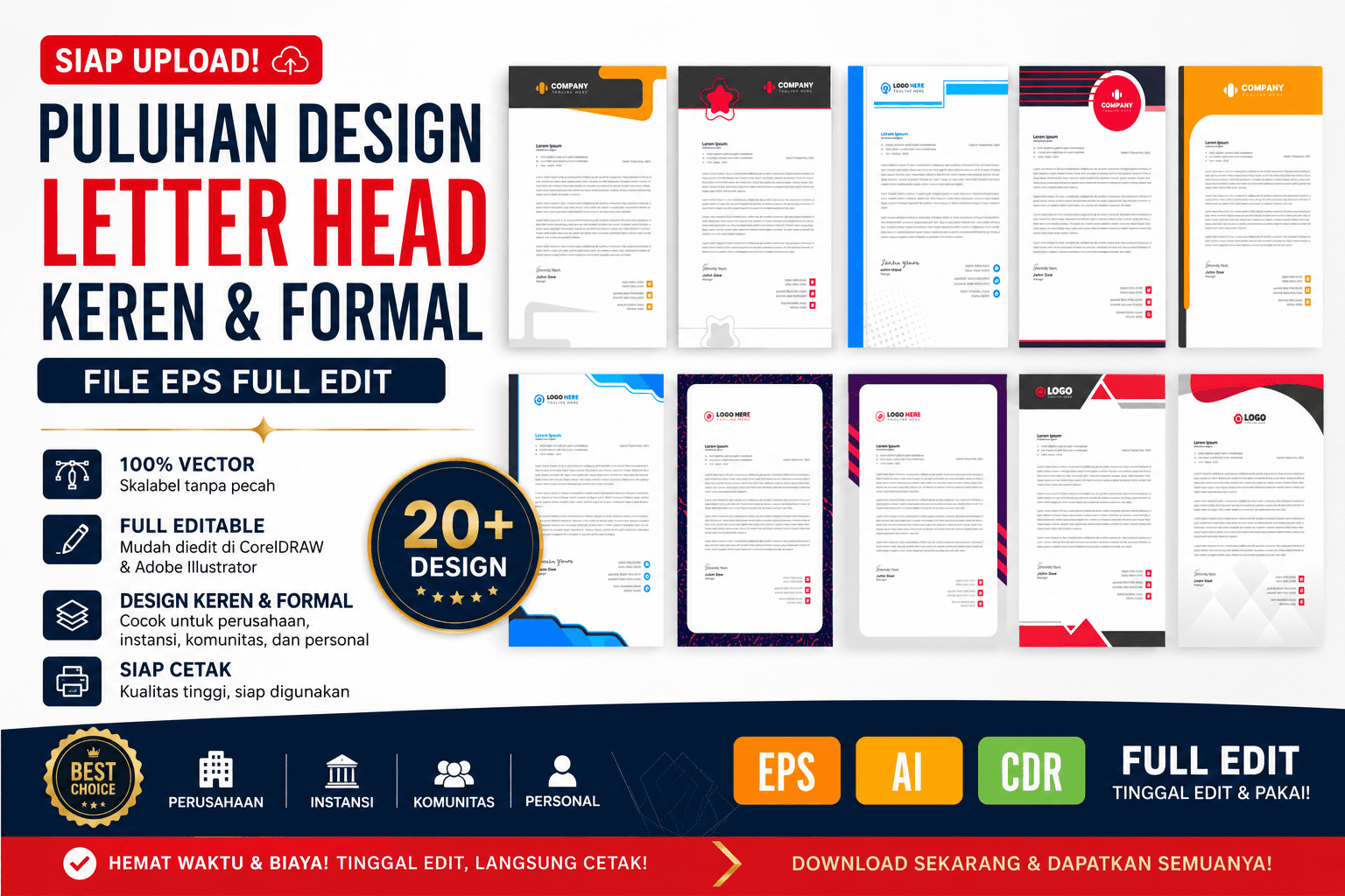 Template letter head file eps vector