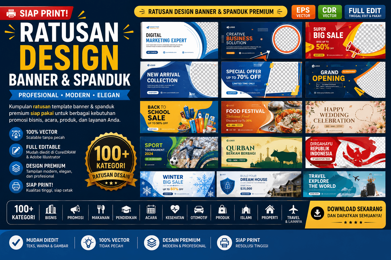 Ratusan Design Banner & Spanduk Premium – File EPS Vector & CDR Full Editable