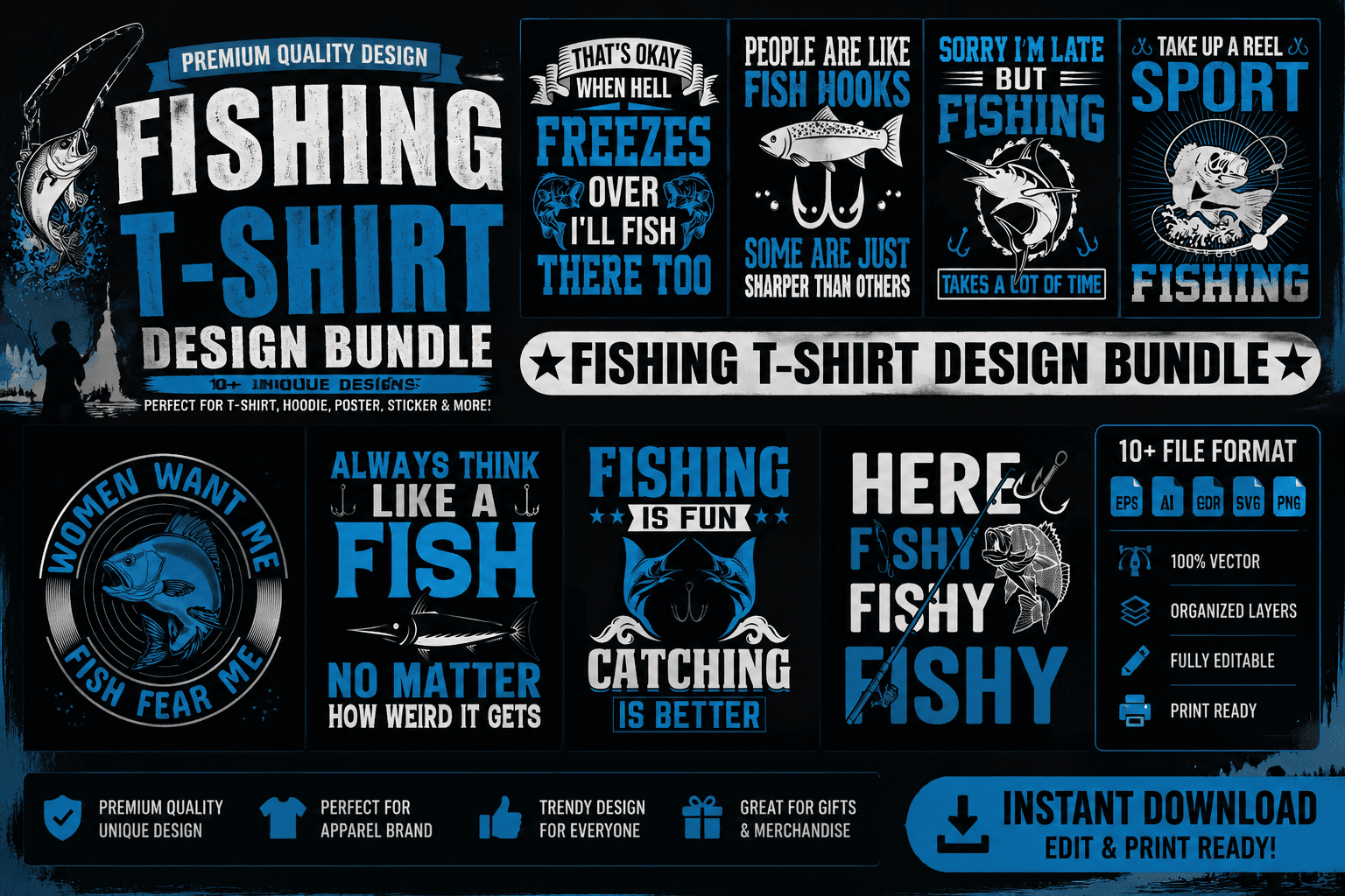 Design bundle kaos mancing eps vector