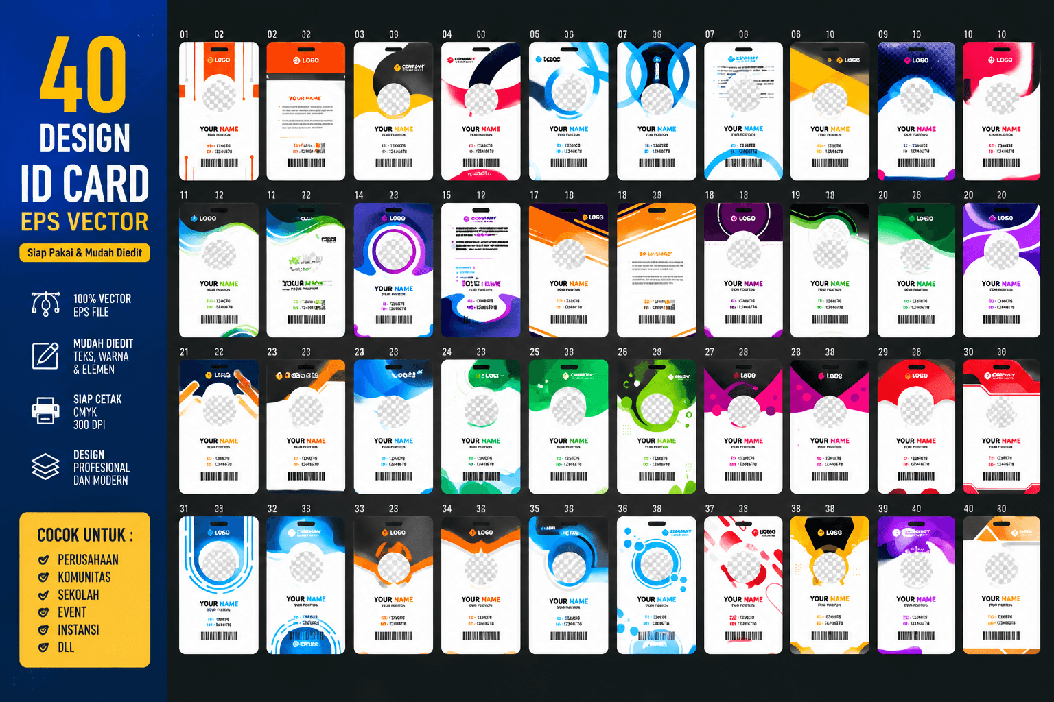Id card bundle full eps vector