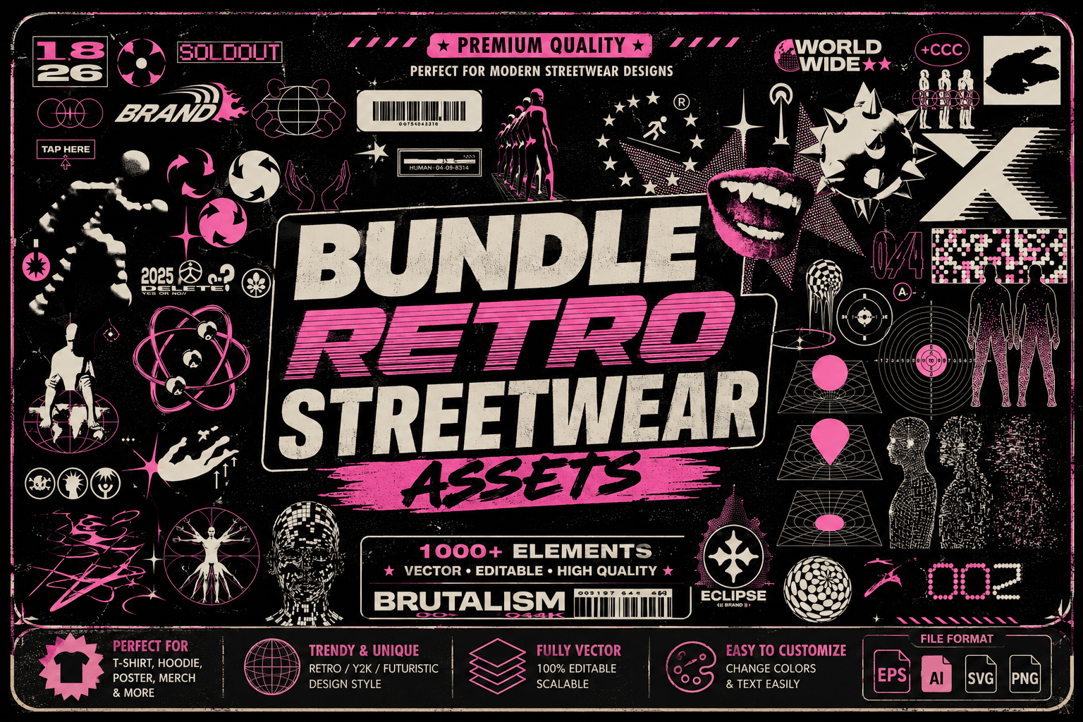 retro brute element eps vector