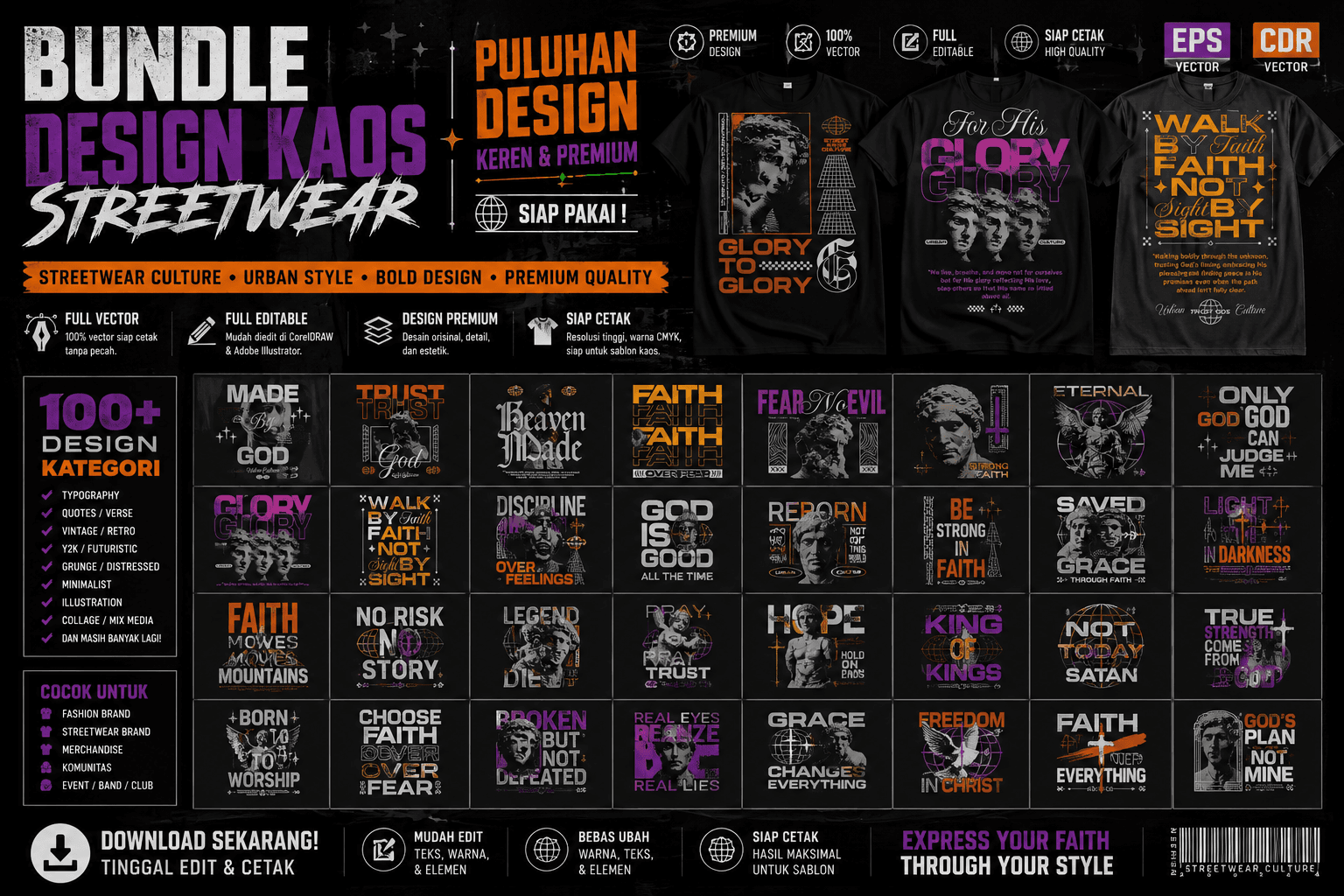 streetwear bundle eps vector