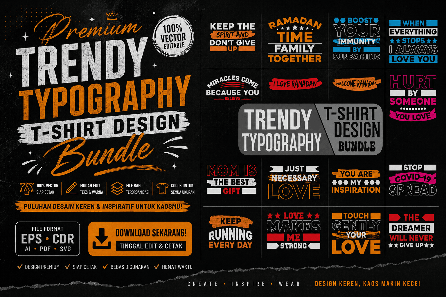 trendy typography full eps vector