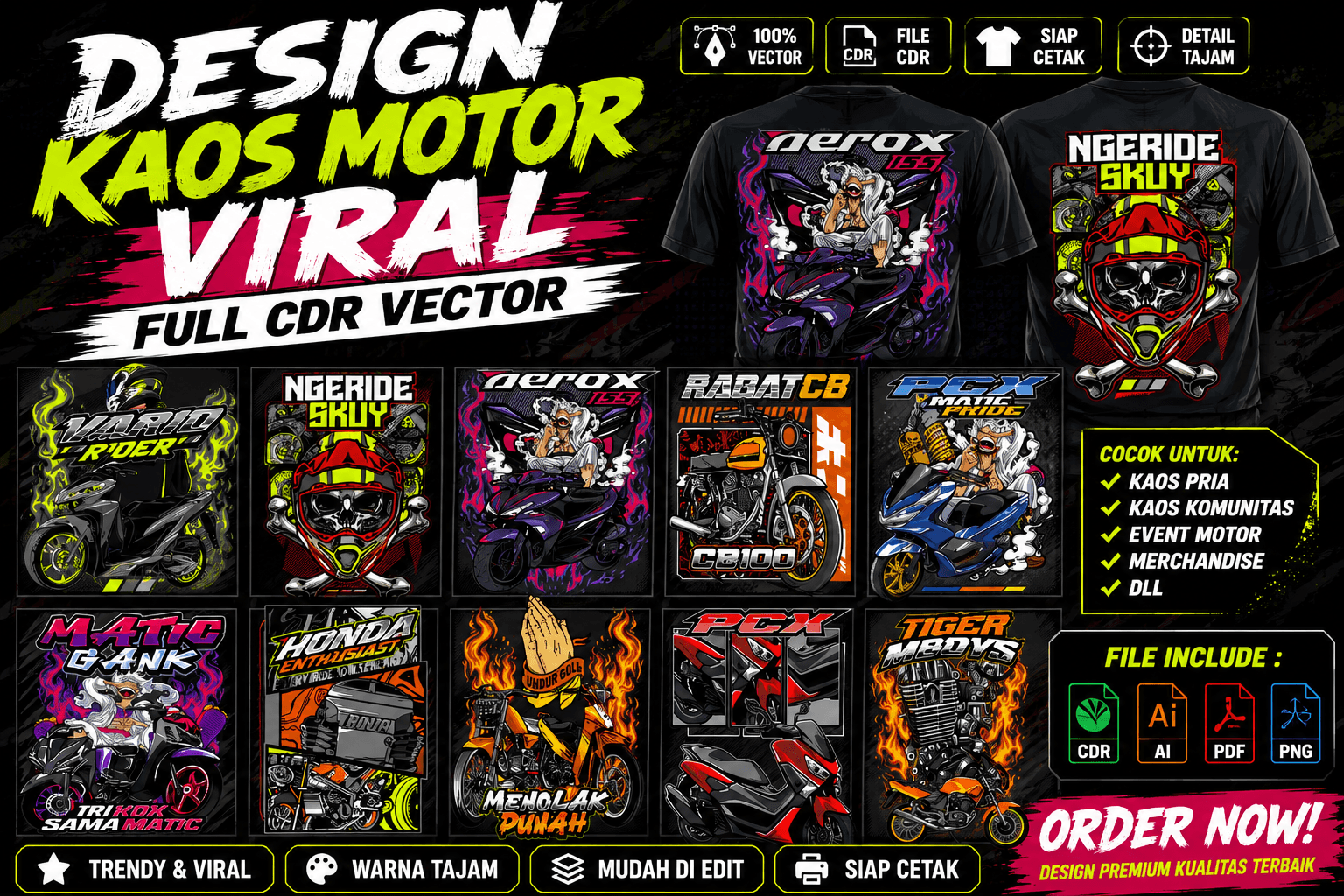 bundle mockup kaos  motor cdr editable vector 003