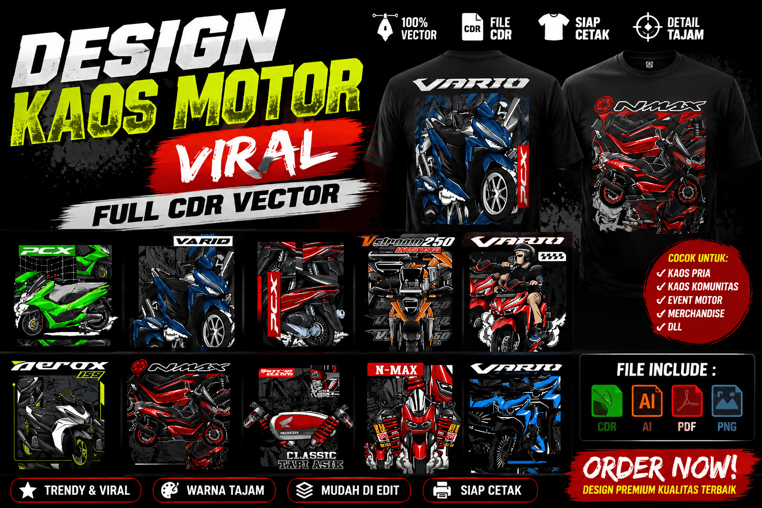 bundle design kaos motor full vector cdr part 002